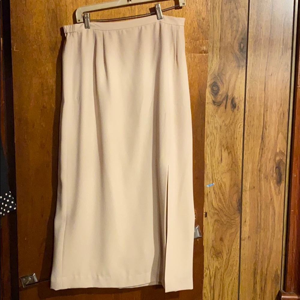Cream Long Skirt with Slit